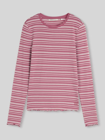 Tom Tailor Denim Regular Fit Langarmshirt aus Baumwoll-Mix Pink 2