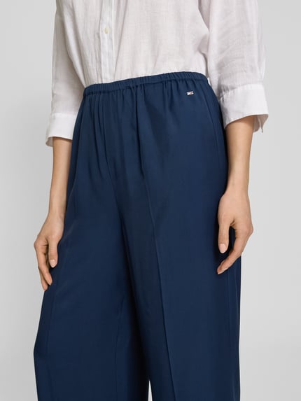 Tommy Hilfiger Spodnie bez zapięcia o luźnym kroju z czystej wiskozy Granatowy 3