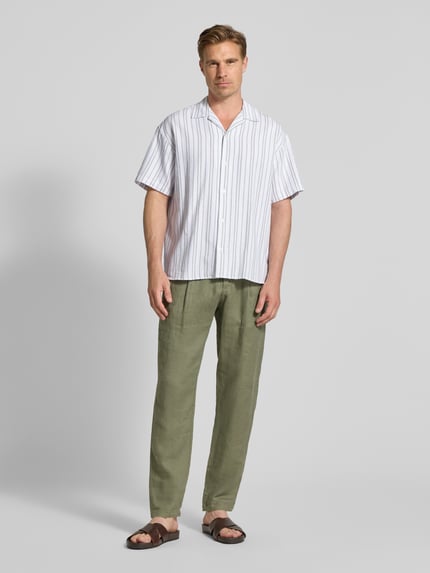 JACK & JONES Premium Regular Fit Freizeithemd aus Baumwoll-Mix mit Leinen-Anteil Modell 'MONTANA' Oliv 1