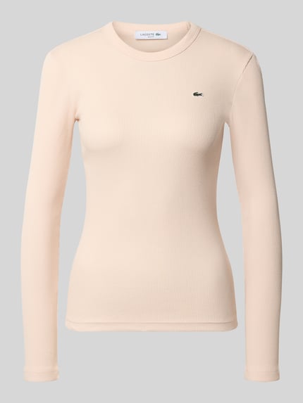 Lacoste Slim Fit Langarmshirt aus reiner Baumwolle Hellrosa 2