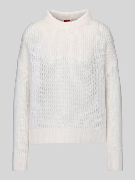 Produktfoto, Oversized Pullover aus Woll-Mix aus Alpaka-Anteil Modell 'Sloossy' von HUGO in Cremeweiß, grobe Strickstruktur, Damen Pullover von HUGO