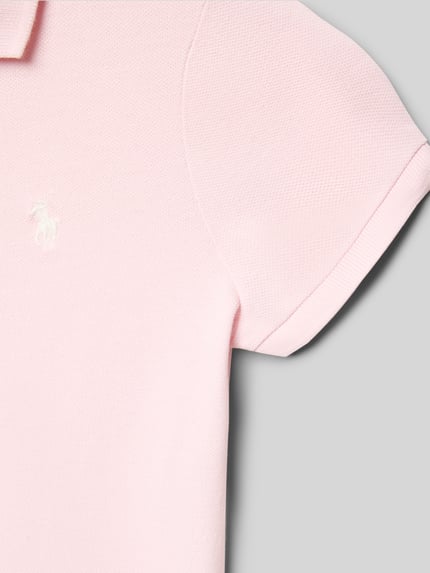 Productfoto, Regular Fit Poloshirt met label-stitching van Polo Ralph Lauren Teens, lichtroze katoen-elastaan, textuur zichtbaar.