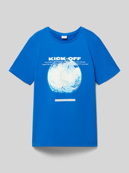 Produktfoto, Regular Fit T-Shirt aus reiner Baumwolle von s.Oliver RED LABEL, Kinder T-Shirt, Optik: Unifarben, Motiv-Print, Kurzarm, Rundhals, Jersey