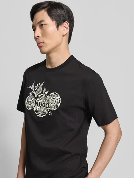 HUGO Regular Fit T-Shirt aus reiner Baumwolle Modell 'DANGEN' Black 3