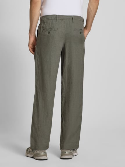 JACK & JONES Leinenhose mit elastischem Bund Modell 'KARL LAWRENCE' Oliv 5