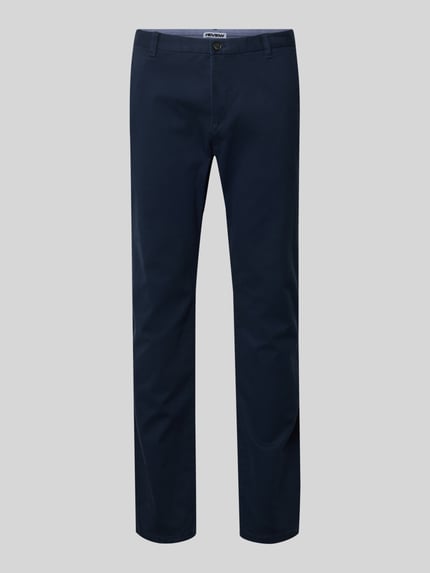 Produktfoto, Schmale Chino mit gerader Silhouette und mittlerer Bundhöhe von Review, Mix van katoen en elastaan, slim fit, middelhoog, achterzakken, bandwijdte maat M 43 cm, binnenbeenlengte maat M 81 cm, heren
