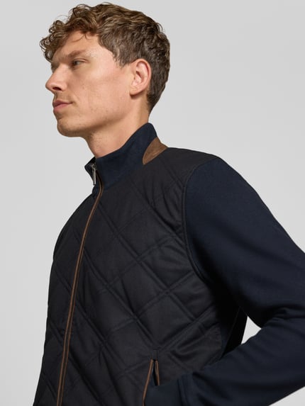 bugatti Sweatjacke mit Steppnähten und Reißverschluss Marine 3