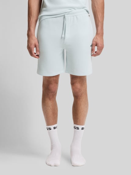 BOSS Regular Fit Sweatshorts aus Baumwoll-Mix Hellblau 4
