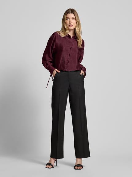 VERO MODA Relaxed Fit Langarmbluse aus fließendem Viskose-Mix Modell 'RAQUEL' Bordeaux 1