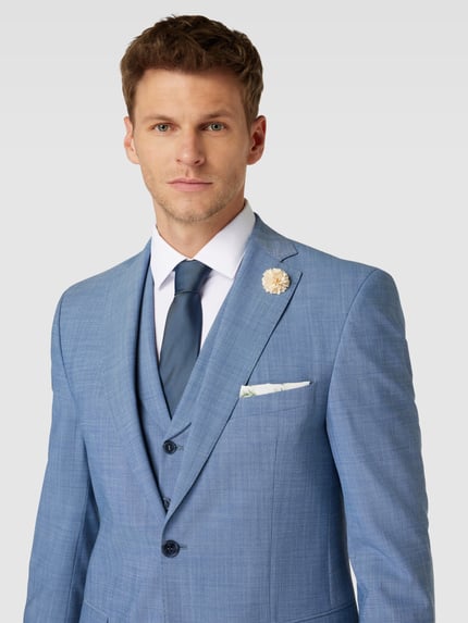 Carl Gross Slim Fit 2-Knopf-Sakko mit Woll-Anteil Modell 'Shelby' Blau 3