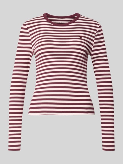 ONLY Regular Fit Langarmshirt aus Baumwoll-Mix Modell 'VAL' Bordeaux Melange 2