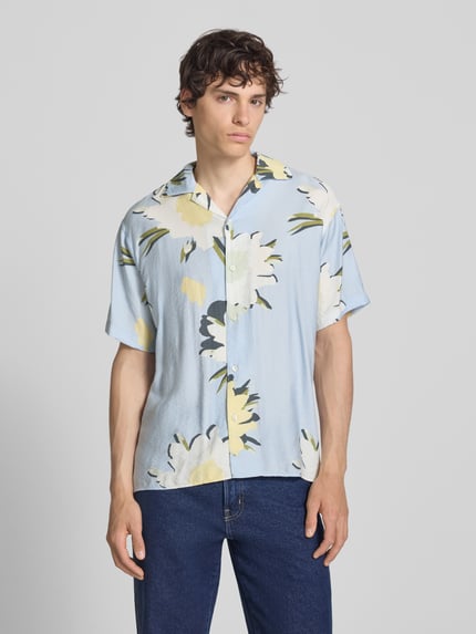 JACK & JONES Regular Fit Freizeithemd im Allover-Look Modell 'TAVIRA MARSHALL' Hellblau 4