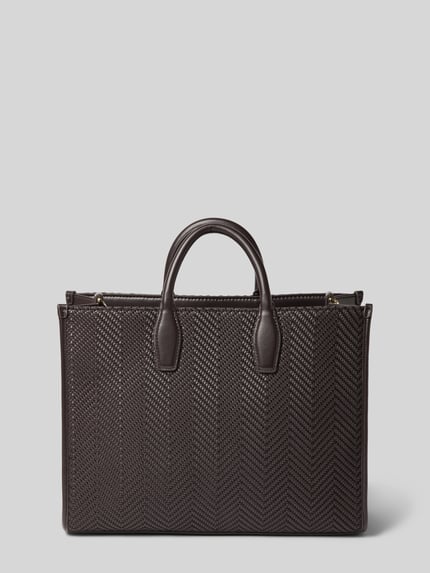 Produktfoto, torba na ramię z odpinanym paskiem model 'Sandy' od BOSS, czarna, wzór w jodełkę, gładka faktura, damska torba na ramię od BOSS