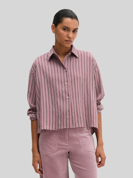 Marc O'Polo Cropped Langarmbluse mit überschnittenen Schultern Mauve 4