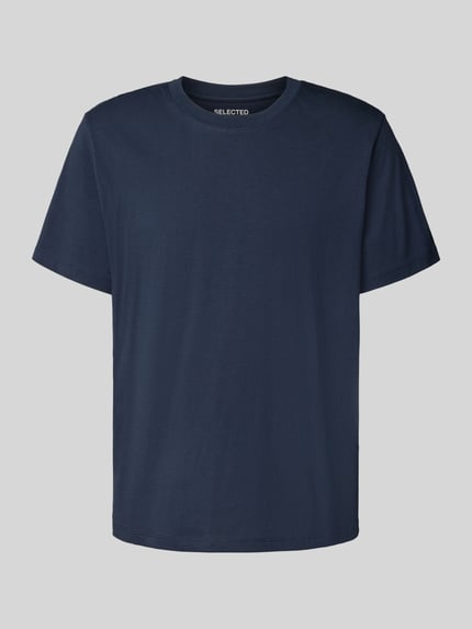 Selected Regular Fit T-Shirt aus Baumwoll-Mix Modell 'ASPEN' Marine 2
