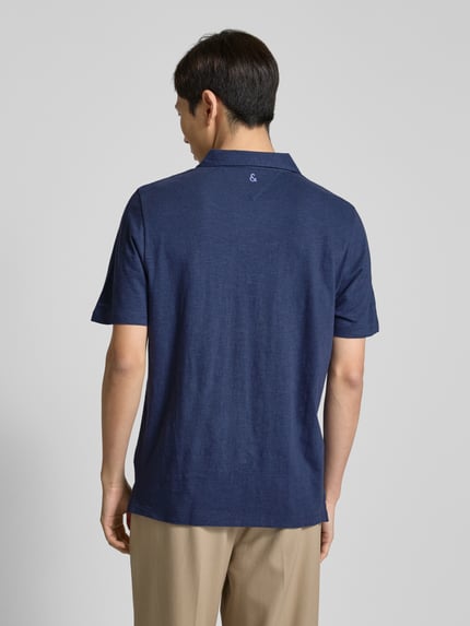 Colours & Sons Slim Fit Poloshirt aus Baumwoll-Leinen-Mix Marine 5