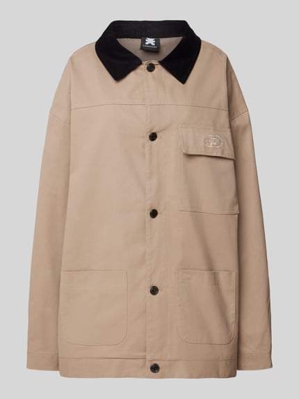 Karo Kauer Hemdjacke mit Label-Stitching Sand 2