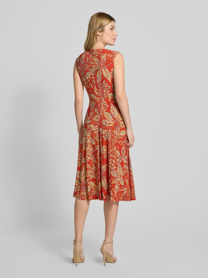 Lauren Ralph Lauren Sukienka midi z wiązanym detalem model ‘TESSANNE’ Czerwony melanż 5