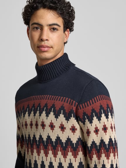 Blend Gebreide pullover met ribboorden, model 'BENJI' Donkerblauw - 3