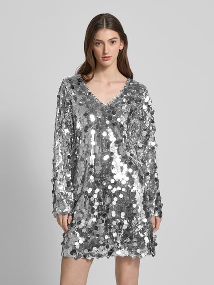 Moves Minikleid mit Paillettenbesatz Modell 'Idona' Silber 4