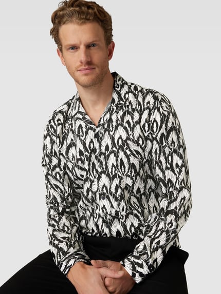 Lindbergh Relaxed Fit Freizeithemd mit Allover-Muster Black 3