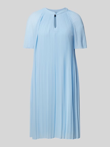 COMMA Knielange jurk met plissévouwen Blauw - 2