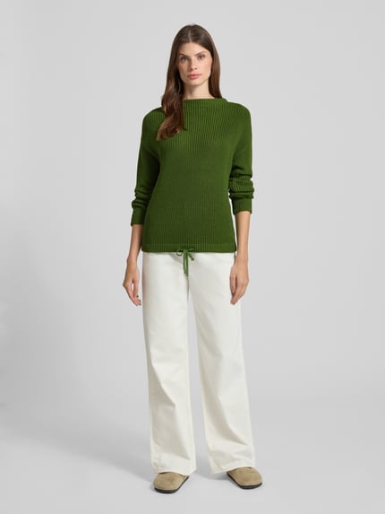 Jake*s Casual Strickpullover mit gerippten Abschlüssen Grass 1