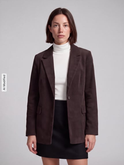 VERO MODA Loose Fit Longblazer mit steigendem Reverskragen Modell 'NORA' Schoko 4