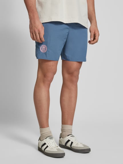 PROHIBITED Regular Fit Shorts mit Label- und Logo-Stitching Rauchblau 4