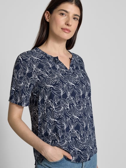 Christian Berg Woman Slim fit blouseshirt met tuniekkraag Donkerblauw - 3