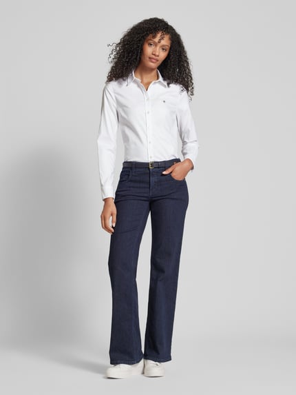 GANT Slim fit overhemdblouse met labelstitching Wit - 1