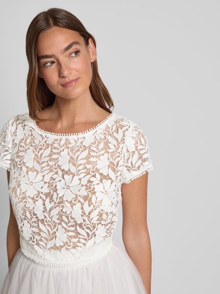 LUXUAR FASHION Brautspitzentop im semitransparentem Design Offwhite 3