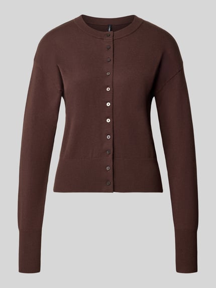 Produktfoto, Regular Fit Strickjacke aus Viskose-Mix Modell 'MIO' von ONLY, brązowy kolor, gładka faktura, damski kardigan rozpinany