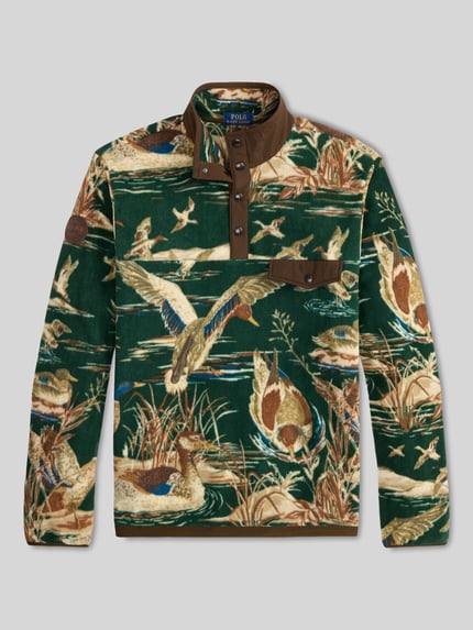 Polo Ralph Lauren Regular Fit Sweatshirt aus Fleece mit Logo-Patch Modell 'VNTG' Dunkelgruen 2