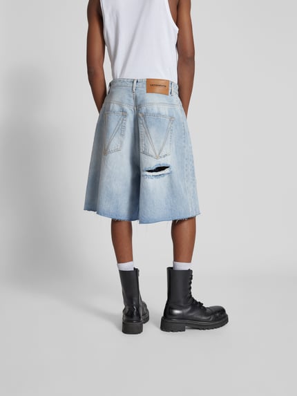 VETEMENTS Szorty jeansowe z przetarciami Niebieski 5