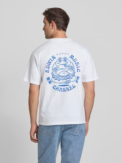 Edwin T-Shirt mit Label-Print Modell 'EDWIN MUSIC CHANNEL' Weiss 5