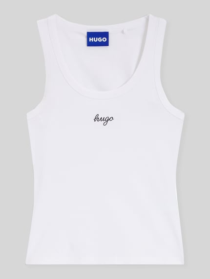 HUGO Blue Regular fit tanktop van katoenmix model 'Damatank_B' Wit - 2