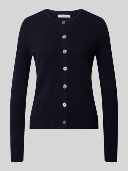Produktfoto, Cardigan aus Wolle mit Rundhalsausschnitt von Christian Berg Woman in Dunkelblau, Regular Fit, Knopfleiste, strukturierte Oberfläche