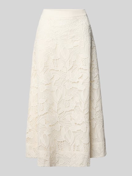 Productfoto, Midirock aus Spitze in A-Linie van Oui, crèmekleurig, A-lijn, transparant kant met binnenvoering, ritssluiting, taillewijdte maat 36: 37 cm, totale lengte maat 36: 89 cm