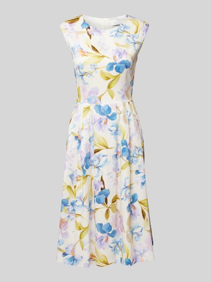 ETERNA Knielanges Kleid mit gelegten Falten Blau 2