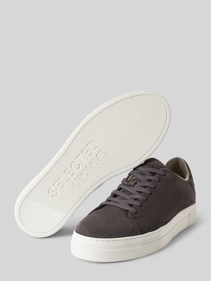 Selected Low Top Sneaker aus echtem Rindsnubuk Modell 'DAVID' Anthrazit 4