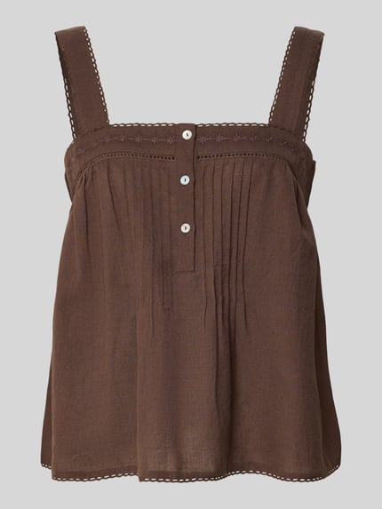 Blusentop mit Lochstickerei und Karree-Ausschnitt Shop The Look MANNEQUINE