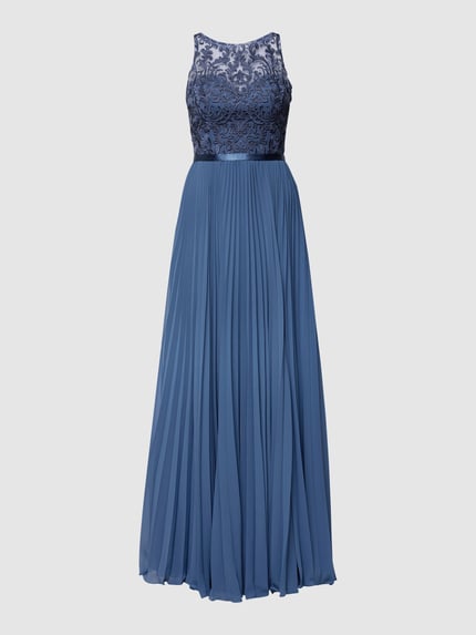 LUXUAR FASHION Abendkleid in Maxilänge mit floraler Spitze Blau 2
