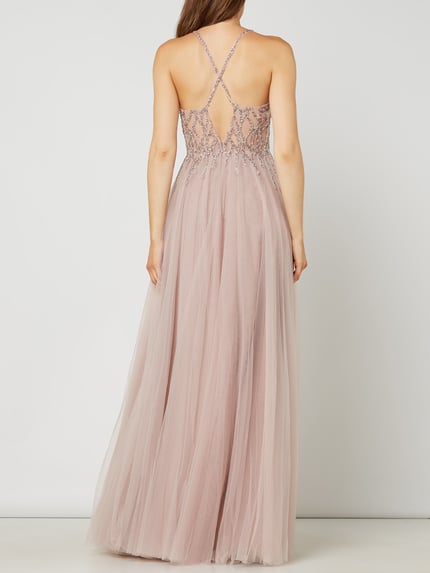 LUXUAR FASHION Abendkleid aus Tüll mit Strasssteinen Mauve 5