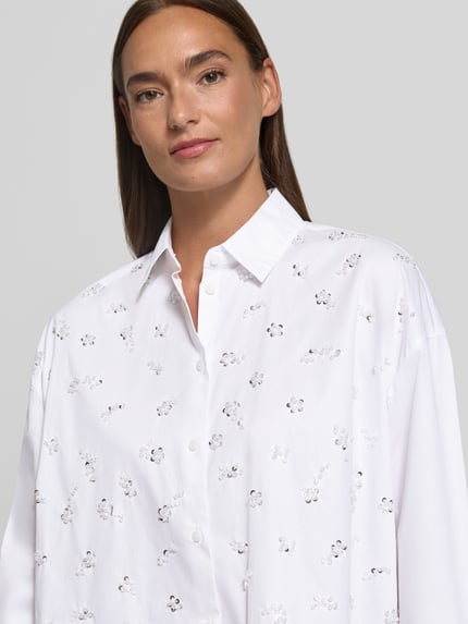 Armani Exchange Regular Fit Bluse mit Pailletten Weiss 3