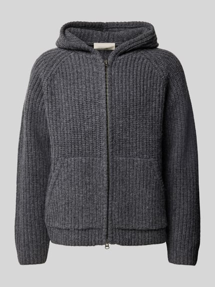 ANNARR Strickjacke aus Wolle mit Kapuze Mittelgrau 2