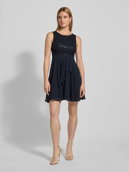 Jake*s Cocktail Cocktailkleid mit Rundhalsausschnitt Marine Melange 1