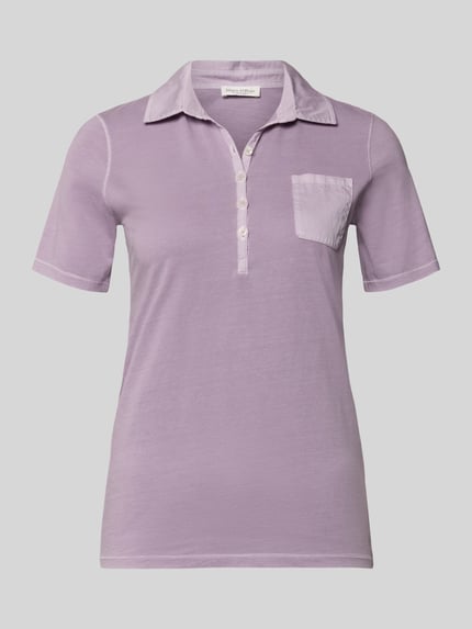 Produktfoto, Regular Fit Poloshirt aus reiner Baumwolle von Marc O'Polo, efekt: jednolity kolor, krój regular fit, nadruk z logo, kołnierzyk polo, zapięcie: krótka listwa guzikowa, rękaw: krótki rękaw, brustasza, wykończenie materiału: dżersej, materiał: bawełna