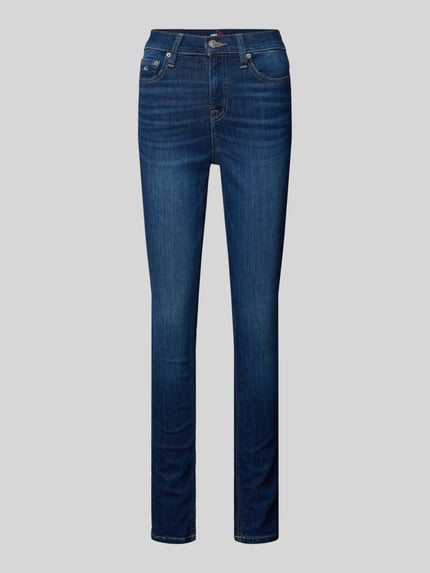 Tommy Jeans Skinny fit jeans met labelstitching, model 'NORA' Donkerblauw - 2
