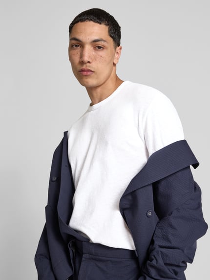 Officine Générale T-shirt z prążkowanym okrągłym dekoltem Biały 3